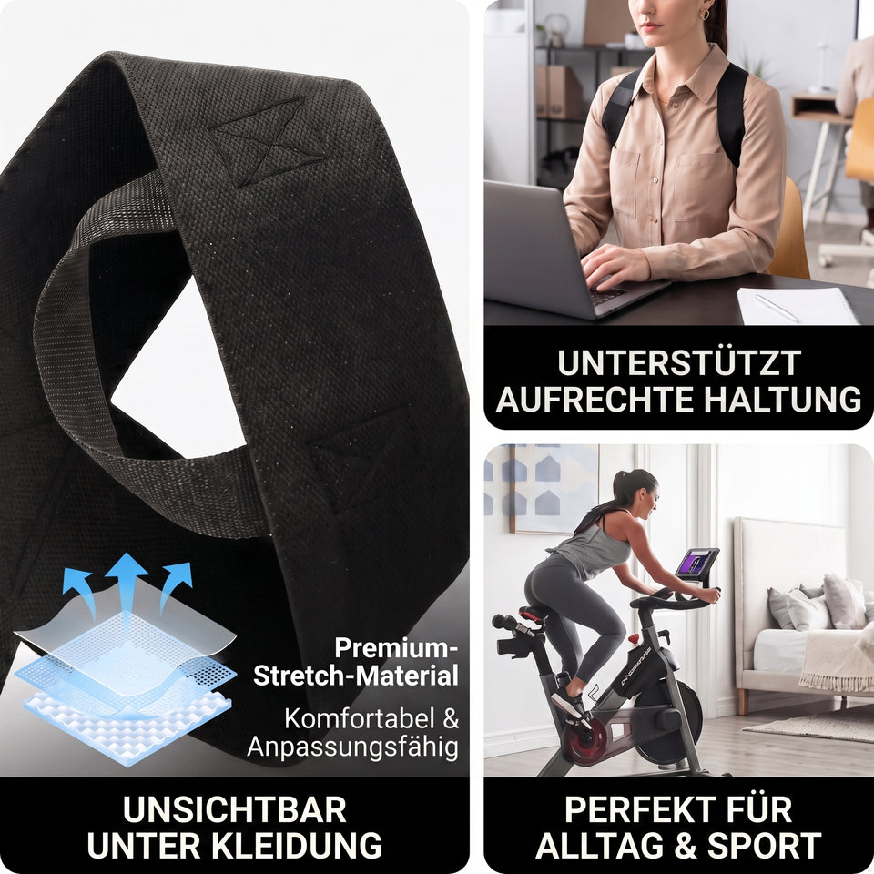 PostureFix Pro Haltungstrainer – Schultergurt gegen Rundrücken für eine aufrechte Körperhaltung | Unisex, elastisch & dehnbar