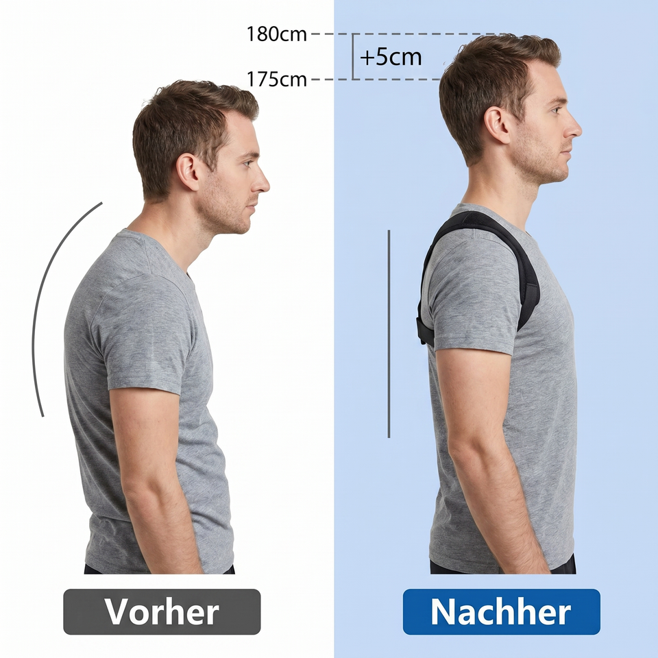 PostureFix Pro Haltungstrainer – Schultergurt gegen Rundrücken für eine aufrechte Körperhaltung | Unisex, elastisch & dehnbar