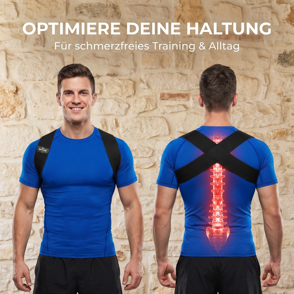 PostureFix Pro Haltungstrainer – Schultergurt gegen Rundrücken für eine aufrechte Körperhaltung | Unisex, elastisch & dehnbar